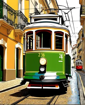 Generic Lisbon Tram (3) - Van-Go Paint-by-Number Kit 50CMx65CM no Frame