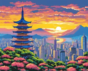 Generic Taipei at Sunrise, Taiwan (2) - Van-Go Paint-by-Number Kit 50X65cm with Frame