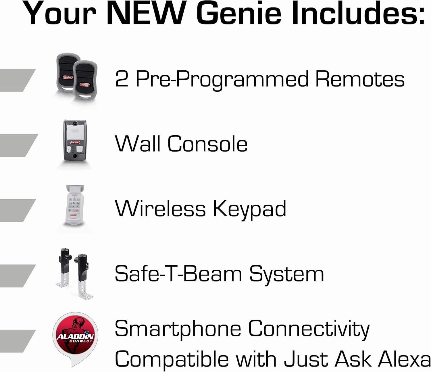 Genie QuietLift Connect Model 3053-TKV Drive Garage Door Opener & GEN39026R Garage Door Opener Extension Kit for 5-Piece Belt-Drive Tube Rails, one Size, Metallic