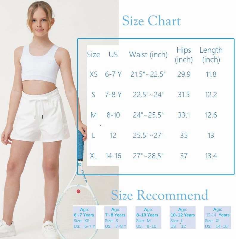 Girls Athletic Shorts with Spandex Liner Quick Dry Running Fitness Shorts for Kids Teen Active Sports Track