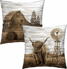 Giwawa Highland Cow Throw Pillow Covers 18X18 Inch Set of 2 Rustic Barn Decorative Square Cushion Case for Couch Sofa Bed Bedroom Living Room