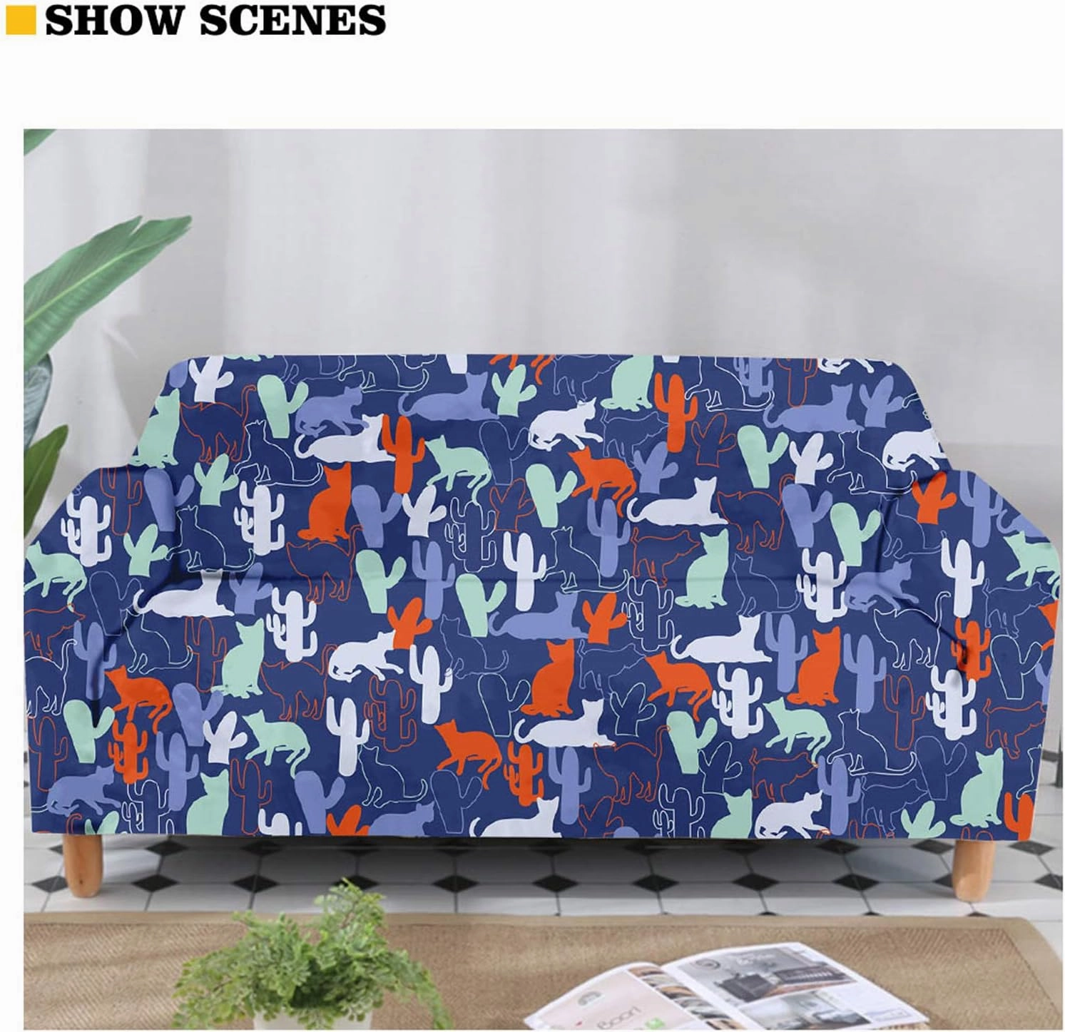 GLENLCWE Cute Pug Daisy Sofa Slipcover,Stretch Sofa Cover for Living Room,Stain Against Couch Cover with Elastic Bottom- 1 Seater