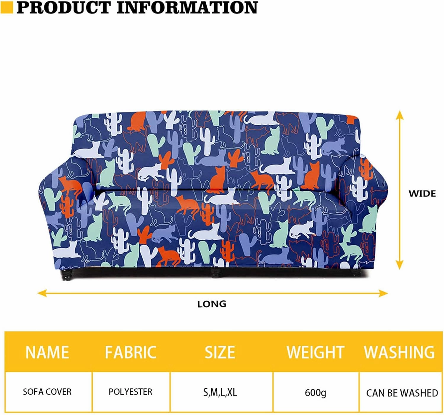 GLENLCWE Cute Pug Daisy Sofa Slipcover,Stretch Sofa Cover for Living Room,Stain Against Couch Cover with Elastic Bottom- 1 Seater