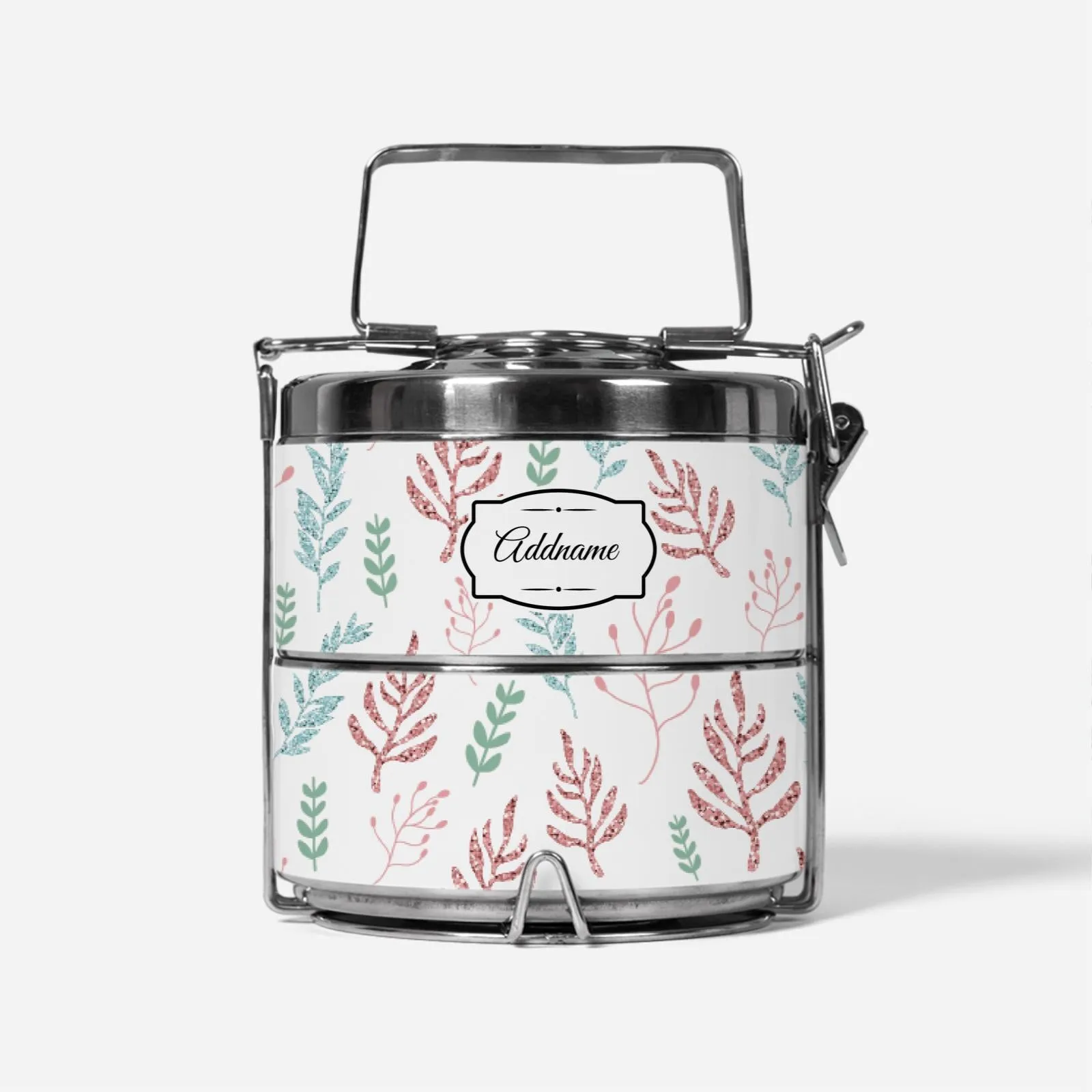 Glitter Flowers Two Tier Tiffin Carrier