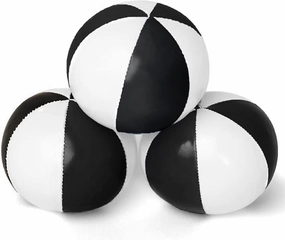 GloFX Juggling Balls [Pack of 3] for Beginners to Advanced Jugglers - No Bounce Design - Durable Weighted Juggle Ball Kit - 2 Layer Construction - Soft and Easy Juggling Kit - Black & White