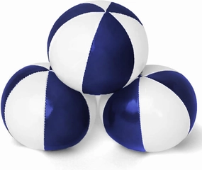 GloFX Juggling Balls [Pack of 3] for Beginners to Advanced Jugglers - No Bounce Design - Durable Weighted Juggle Ball Kit - 2 Layer Construction - Soft and Easy Juggling Kit - White & Blue