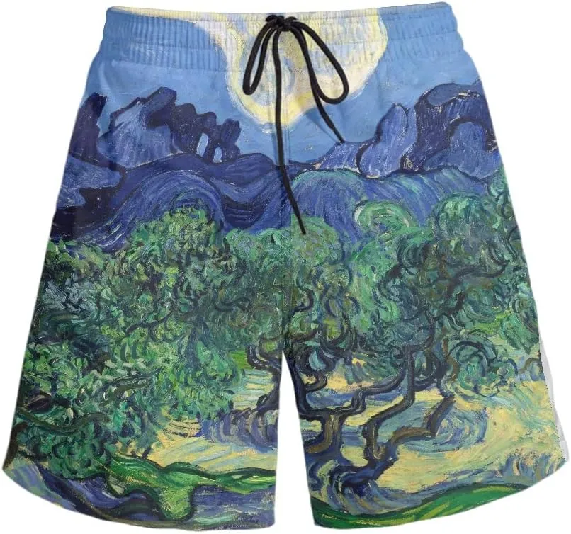 GLUDEAR Men's Swim Trunks Quick Dry 3D Print Beach Shorts Swimwear with Pockets Mesh Lining