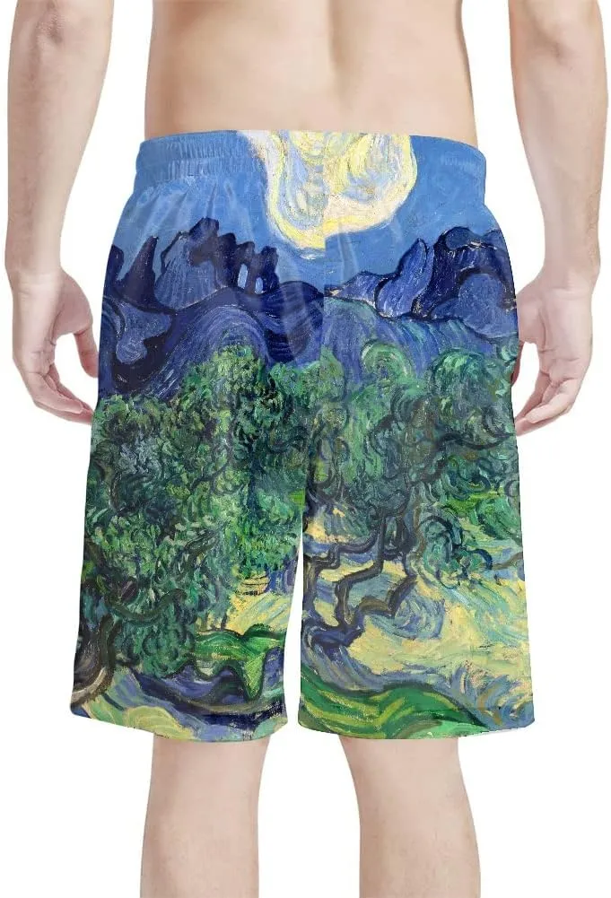 GLUDEAR Men's Swim Trunks Quick Dry 3D Print Beach Shorts Swimwear with Pockets Mesh Lining