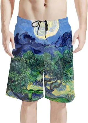 GLUDEAR Men's Swim Trunks Quick Dry 3D Print Beach Shorts Swimwear with Pockets Mesh Lining