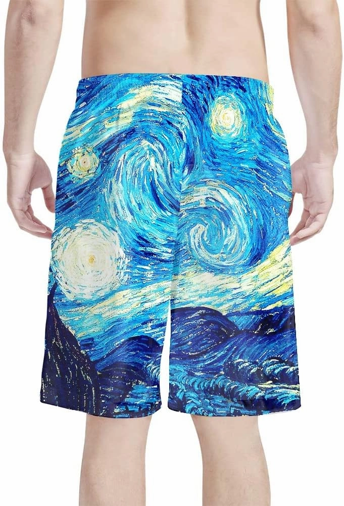 GLUDEAR Men's Swim Trunks Quick Dry 3D Print Beach Shorts Swimwear with Pockets Mesh Lining