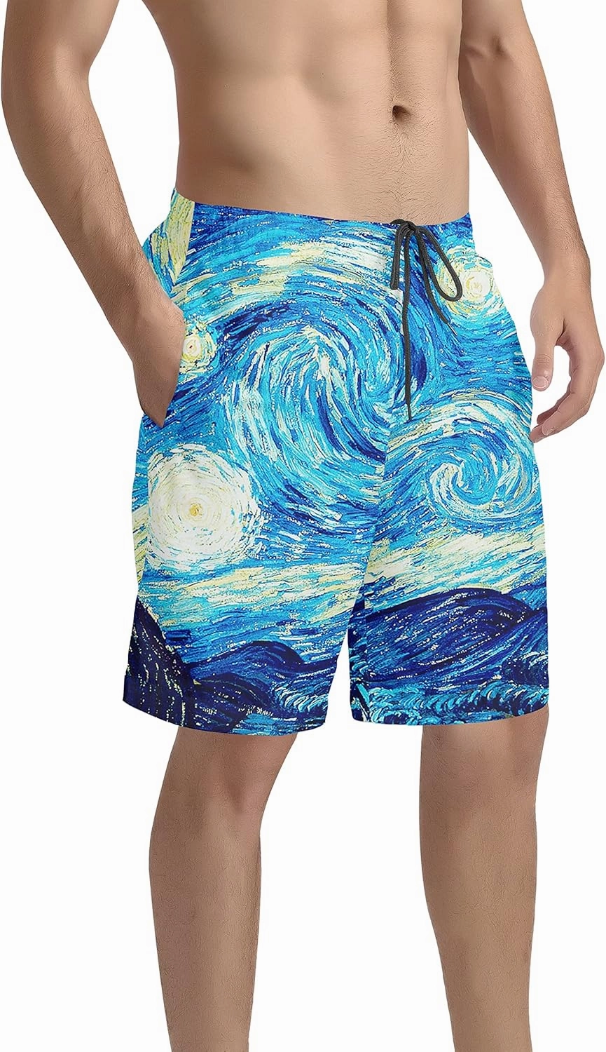 GLUDEAR Men's Swim Trunks Quick Dry 3D Print Beach Shorts Swimwear with Pockets Mesh Lining