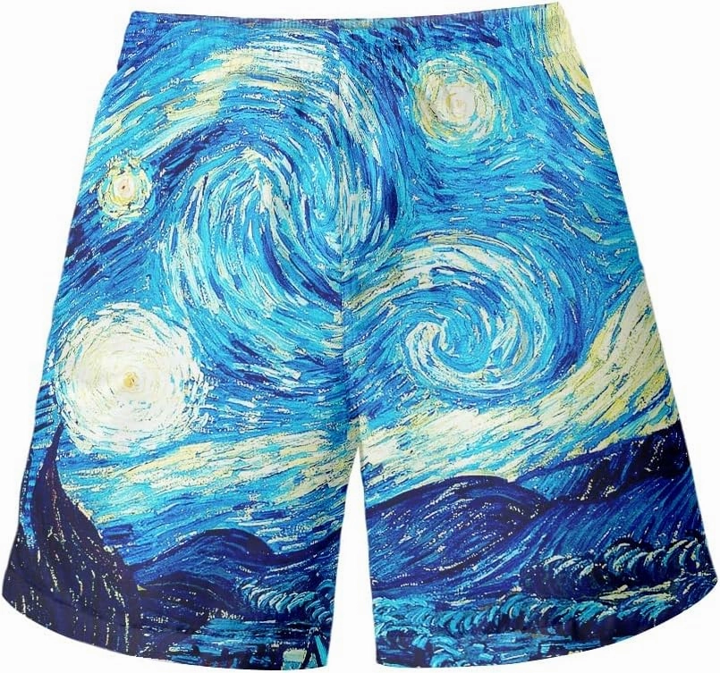 GLUDEAR Men's Swim Trunks Quick Dry 3D Print Beach Shorts Swimwear with Pockets Mesh Lining