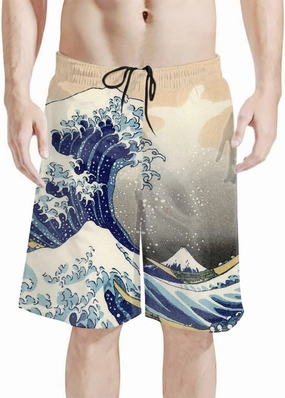 GLUDEAR Men's Swim Trunks Quick Dry 3D Print Beach Shorts Swimwear with Pockets Mesh Lining
