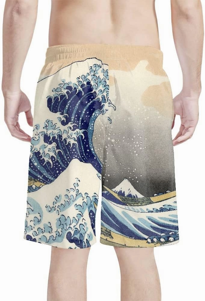 GLUDEAR Men's Swim Trunks Quick Dry 3D Print Beach Shorts Swimwear with Pockets Mesh Lining