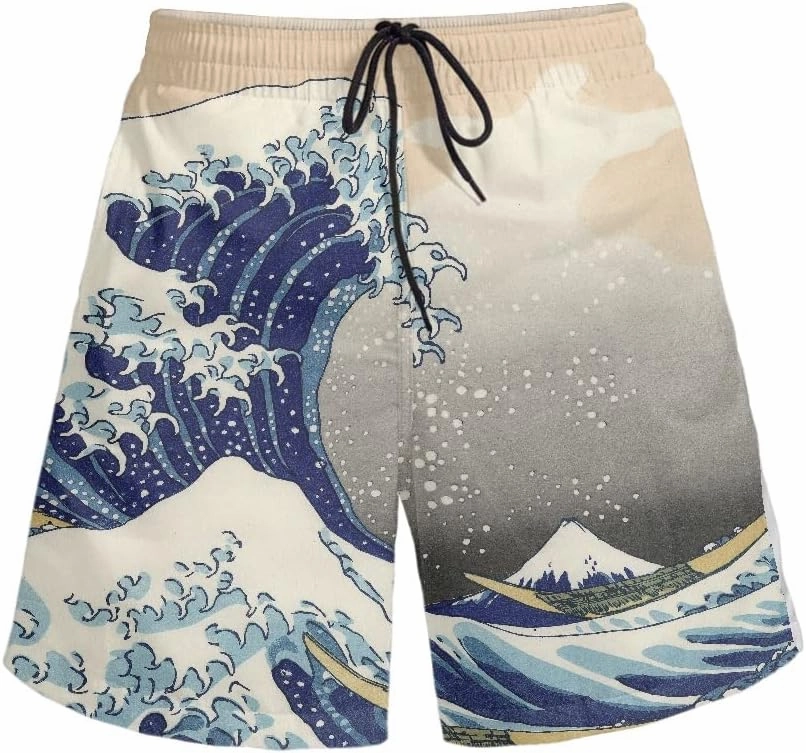 GLUDEAR Men's Swim Trunks Quick Dry 3D Print Beach Shorts Swimwear with Pockets Mesh Lining