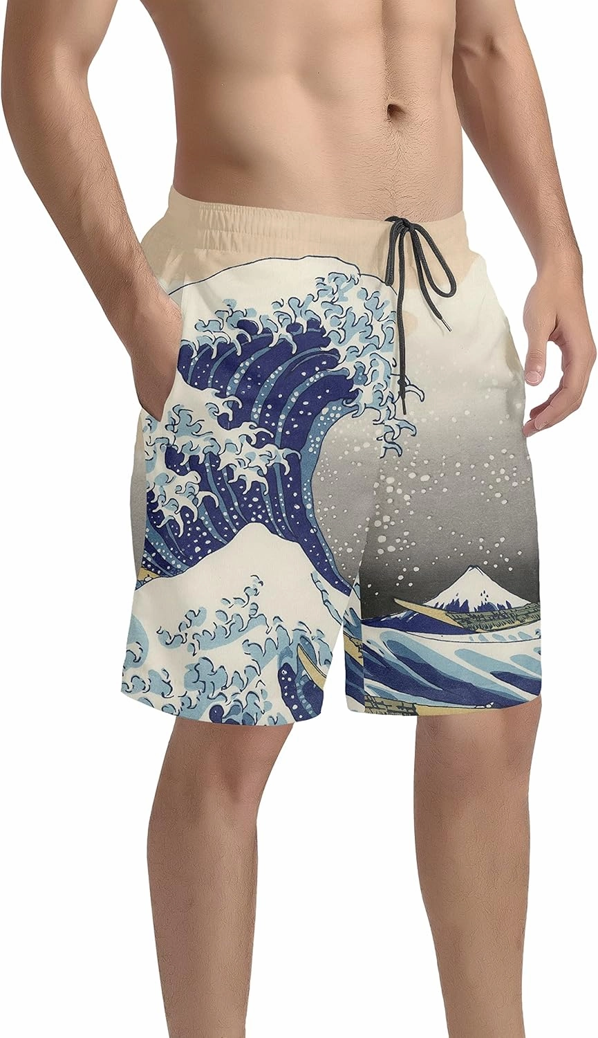 GLUDEAR Men's Swim Trunks Quick Dry 3D Print Beach Shorts Swimwear with Pockets Mesh Lining