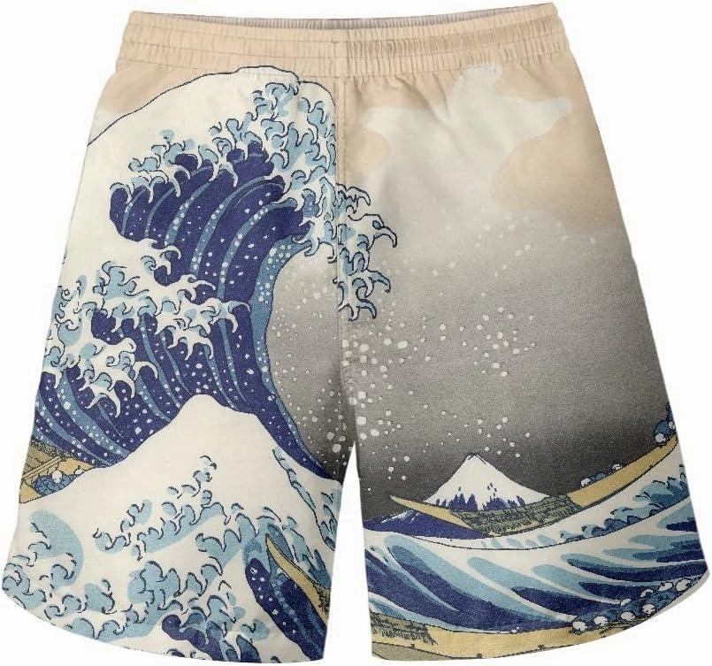GLUDEAR Men's Swim Trunks Quick Dry 3D Print Beach Shorts Swimwear with Pockets Mesh Lining