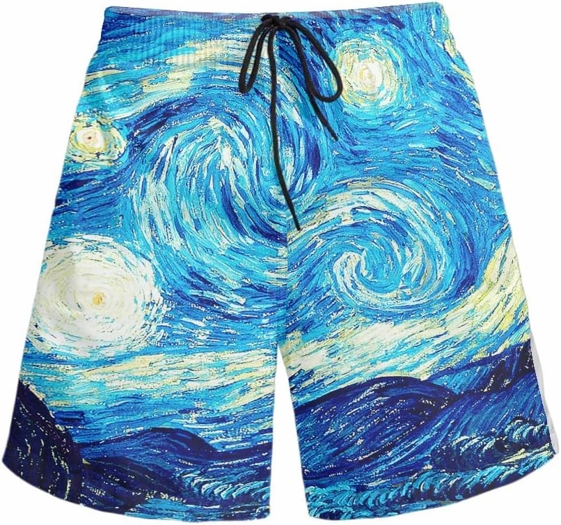 GLUDEAR Men's Swim Trunks Quick Dry 3D Print Beach Shorts Swimwear with Pockets Mesh Lining
