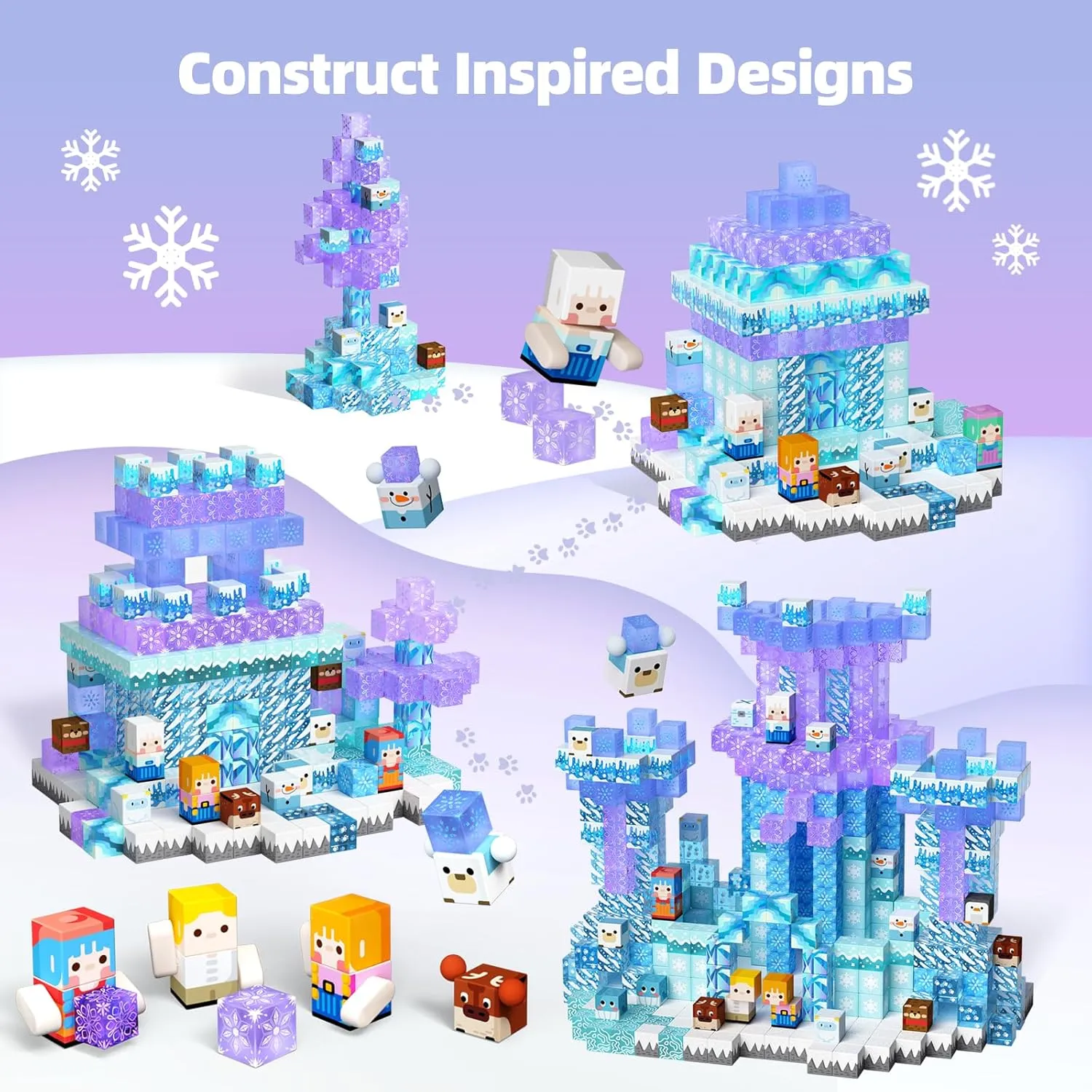 GobiDex 100PCS Magnetic Blocks Magnet Building Toys, Princess Castle Toys for Girls, Upgraded STEM Sensory Birthday Gift for Kids Age 3  Years Old