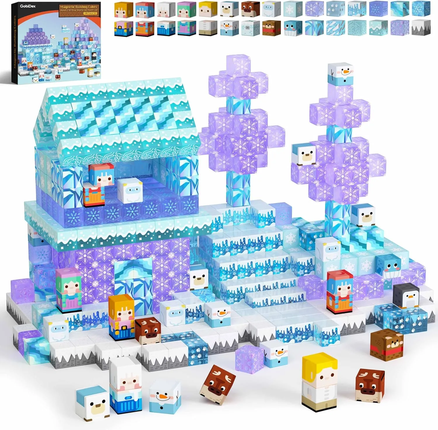 GobiDex 100PCS Magnetic Blocks Magnet Building Toys, Princess Castle Toys for Girls, Upgraded STEM Sensory Birthday Gift for Kids Age 3  Years Old