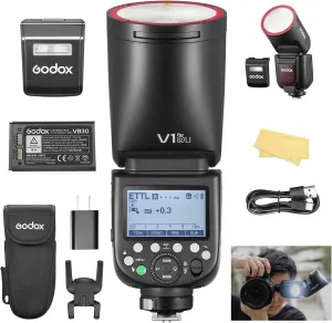Godox V1 PRO O USA Version Flash for Olympus Panasonic Camera with External Flash SU-1 2980mAh 76W Battery Flash TTL 1/8000s HSS 1.3s Recycle Time 2.4G Wireless HSS 500 Full Power Flashes