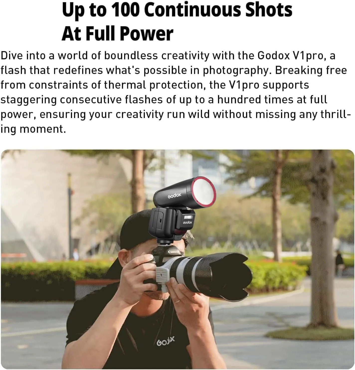 Godox V1 Pro S V1Pro S USA Version Camera Flash for Sony Camera Flash Speedlite Speedlight,76Ws 2.4G TTL 1/8000 HSS,500 Full Power Flashes,1.3s Recycle Time,2980mAh Li-ion Battery,LED Modeling Lamp