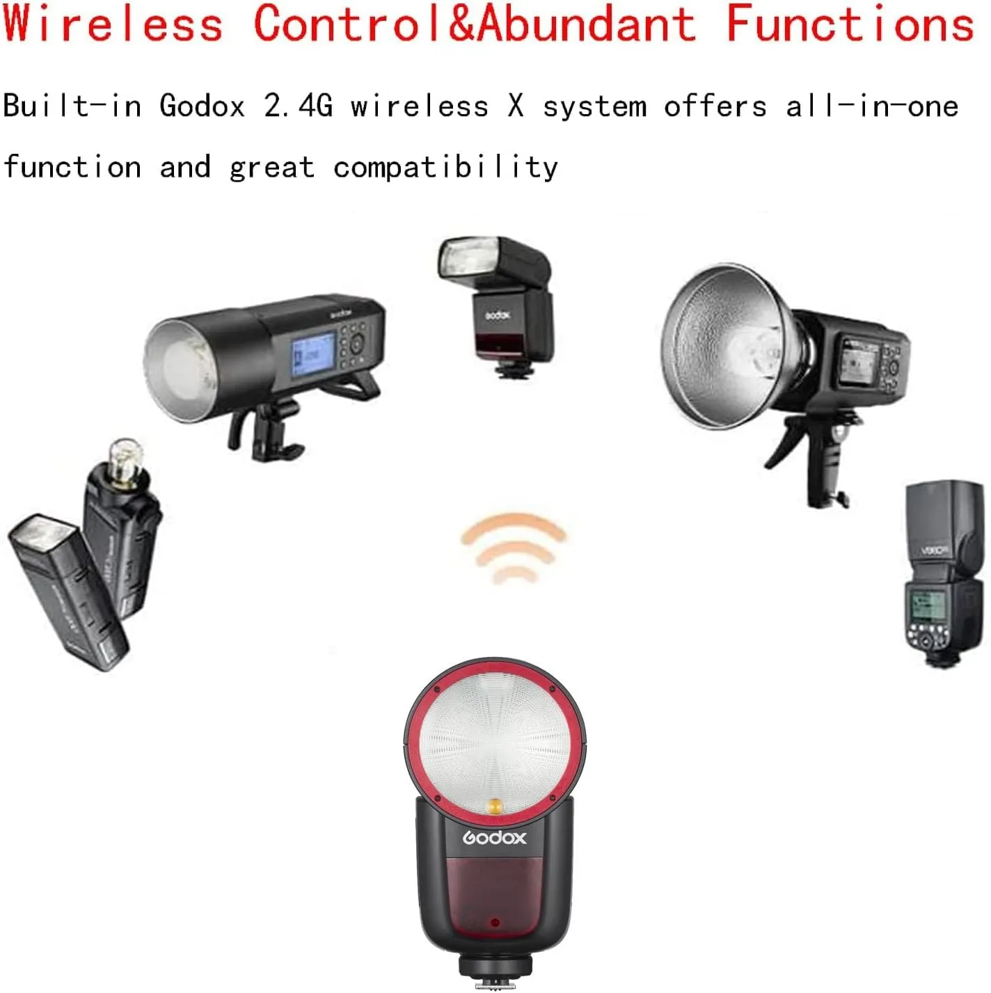 Godox V1 V1-C V1C USA Version Camera Flash for Canon Camera Flash Speedlite Speedlight,76Ws 2.4G TTL1/8000 HSS,480 Full Power Shots,1.5s Recycle Time,2600mAh Li-ion Battery,10 Levels LED Modeling Lamp