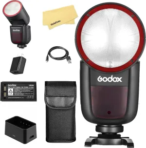 Godox V1 V1-C V1C USA Version Camera Flash for Canon Camera Flash Speedlite Speedlight,76Ws 2.4G TTL1/8000 HSS,480 Full Power Shots,1.5s Recycle Time,2600mAh Li-ion Battery,10 Levels LED Modeling Lamp