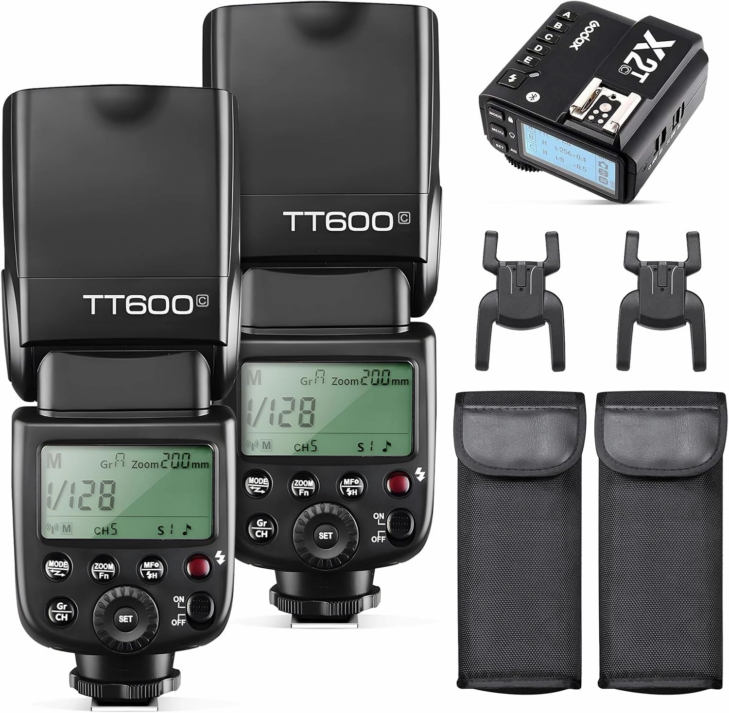 Godox 2X TT600 HSS 2.4G Wireless Master/Slaver Flash Speedlite & Receiver Godox X2T-C Remote Trigger Transmitter Kit Built-in godox X System Compatible for Canon Cameras