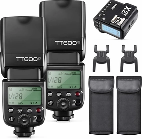 Godox 2X TT600 HSS 2.4G Wireless Master/Slaver Flash Speedlite & Receiver Godox X2T-C Remote Trigger Transmitter Kit Built-in godox X System Compatible for Canon Cameras