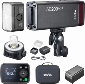 GODOX AD200ProII AD200Pro (2024) Updated 200Ws 2.4G Flash Strobe, 1/512 to Full Power (1/1) Ten-Step Power Adjustment, Color Temperature Constant Mode ±100K Flash Head Pocket Flash Monolight