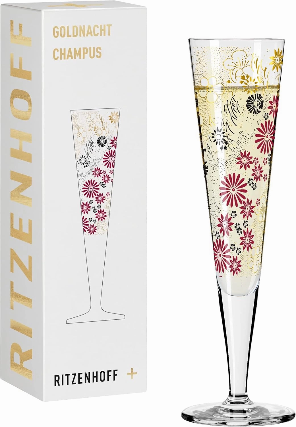 Goldnacht No. 24 1071024 Champagne Glass 200 ml Elegant Designer Piece with Real Gold Made in Germany