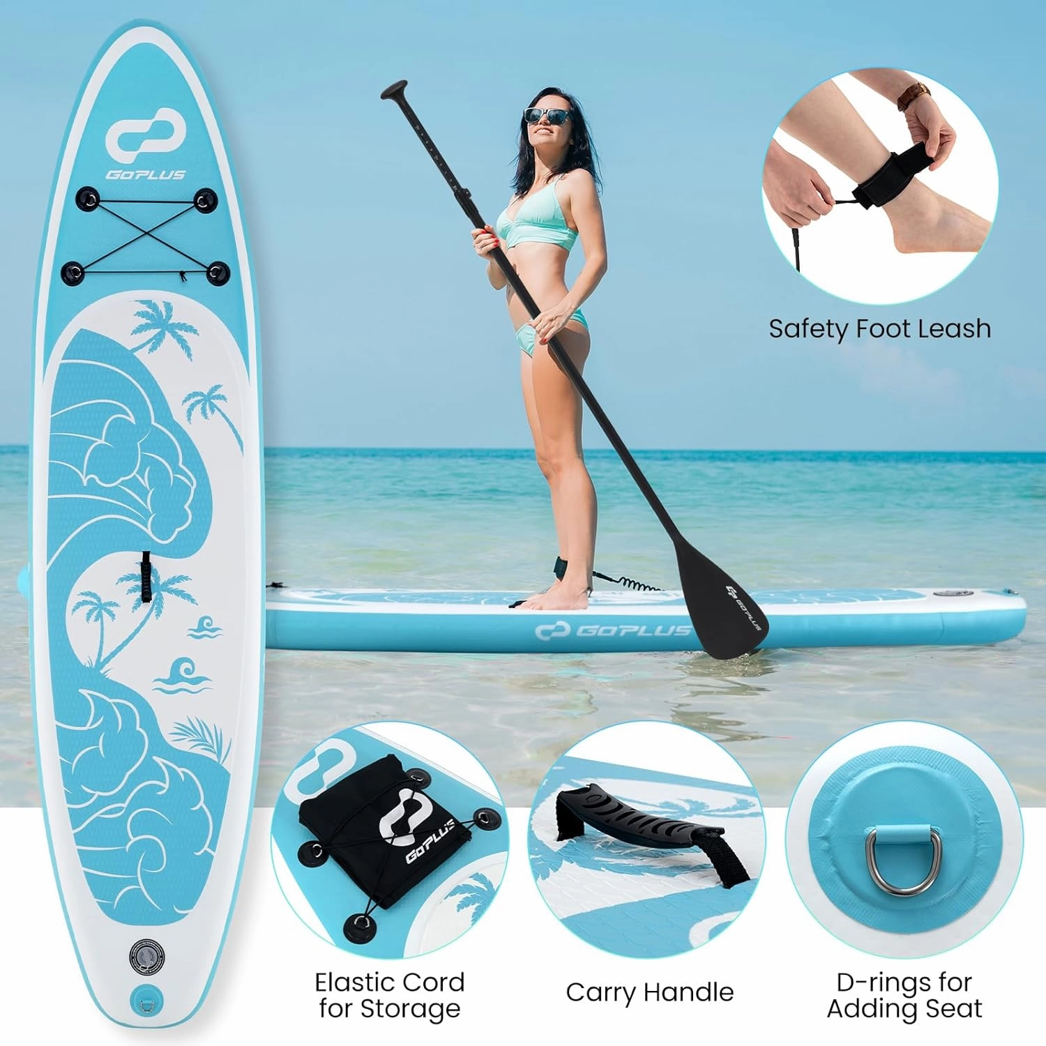 Goplus Inflatable Stand Up Paddle Board, 10FT/10.5FT/11FT SUP with Accessory Pack, Adjustable Paddle, Carry Bag, Fin, Hand Pump, Leash, Repair Kit