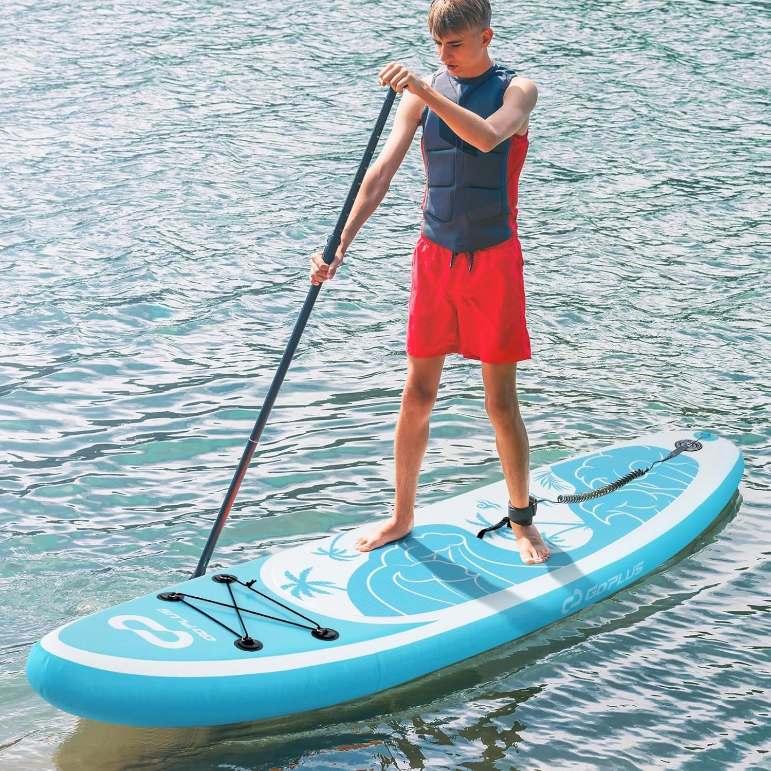 Goplus Inflatable Stand Up Paddle Board, 10FT/10.5FT/11FT SUP with Accessory Pack, Adjustable Paddle, Carry Bag, Fin, Hand Pump, Leash, Repair Kit