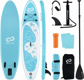 Goplus Inflatable Stand Up Paddle Board, 10FT/10.5FT/11FT SUP with Accessory Pack, Adjustable Paddle, Carry Bag, Fin, Hand Pump, Leash, Repair Kit