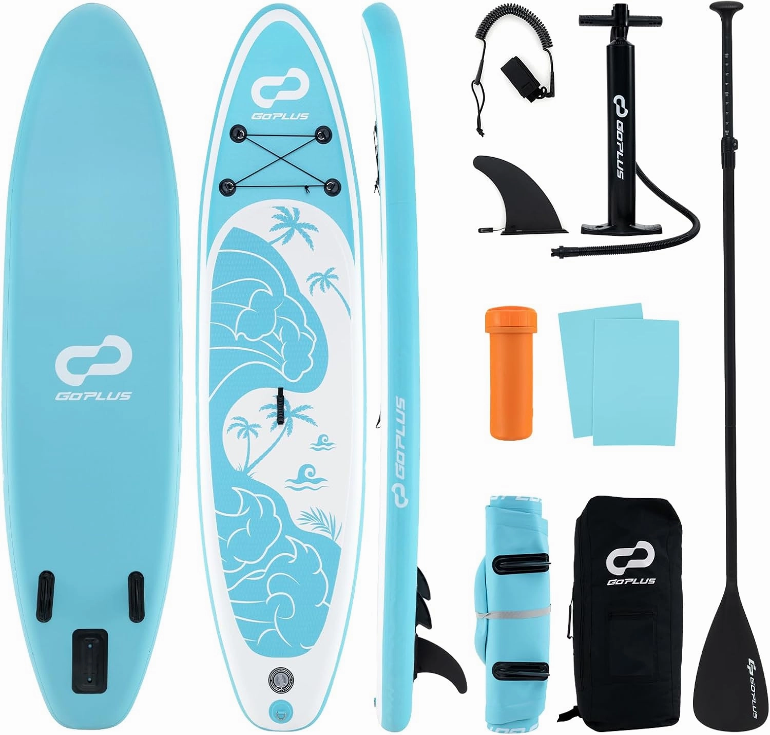 Goplus Inflatable Stand Up Paddle Board, 10FT/10.5FT/11FT SUP with Accessory Pack, Adjustable Paddle, Carry Bag, Fin, Hand Pump, Leash, Repair Kit