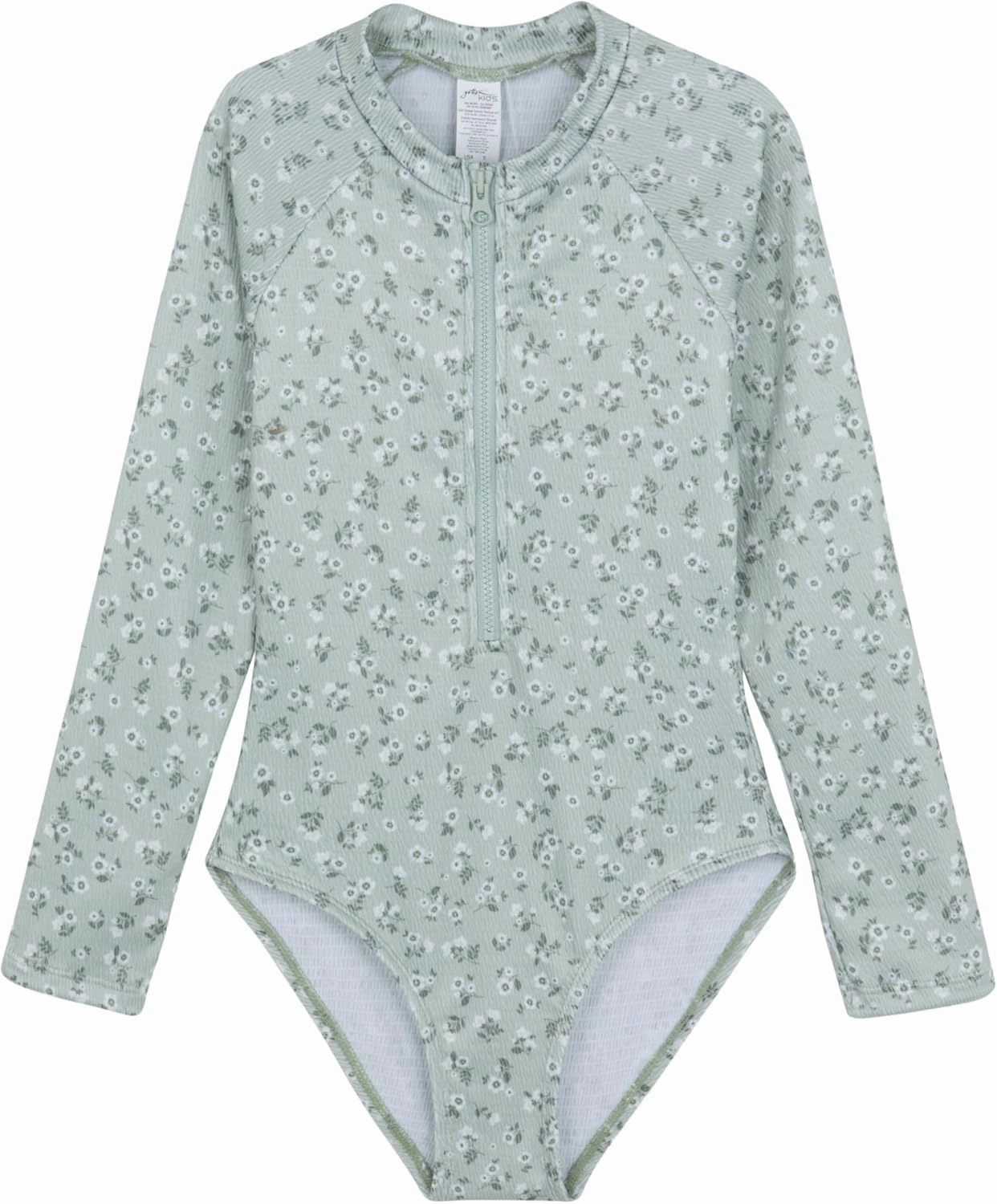 Gottex Kids Textured Long Sleeve Zip Front One Piece Swimsuit Chlorine Fade Resistant and Built-in UPF UV 50  Protection