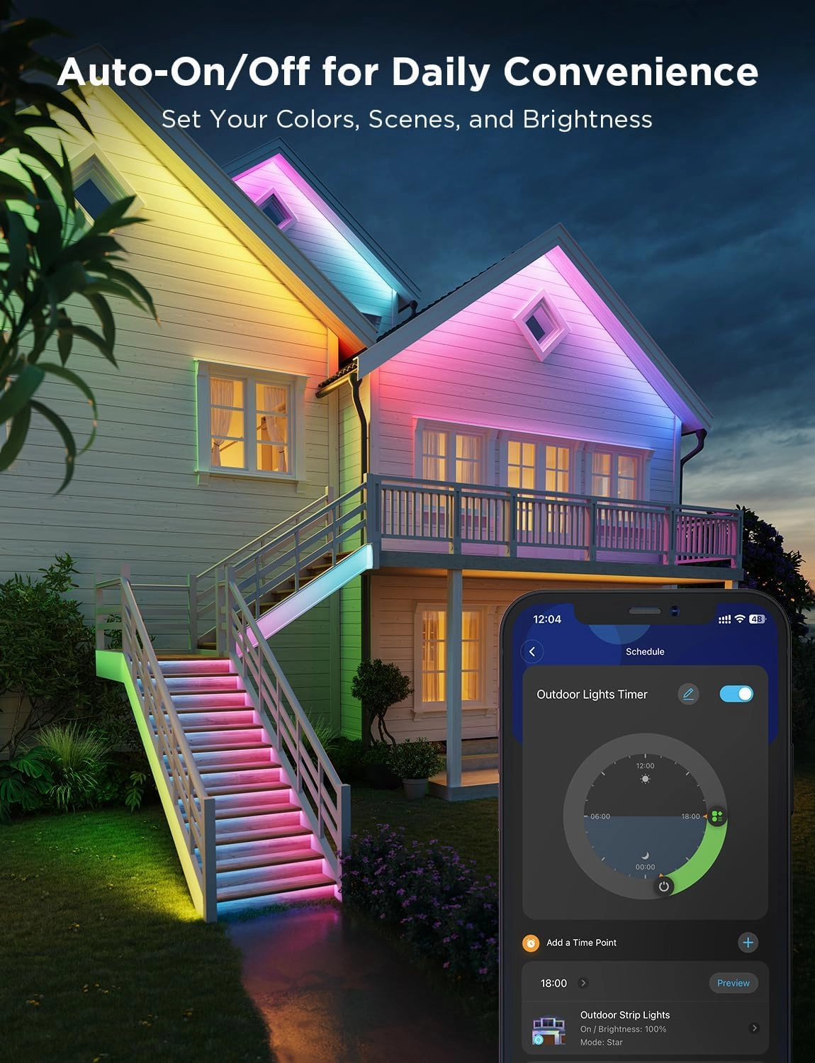 Govee Outdoor LED Strip Lights, 32.8ft Smart Outdoor Lights Work with Alexa and Google Assistant, App Control, IP65 Waterproof, RGBIC LED Lights for Patio, Eave, Holiday Decorations