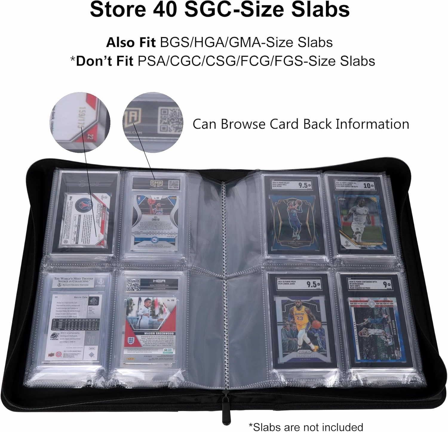 Graded Card Binder - Holds 40 SGC Slabs, 4 Pocket Slab Binder for SGC, BGS, HGA and GMA Slabs