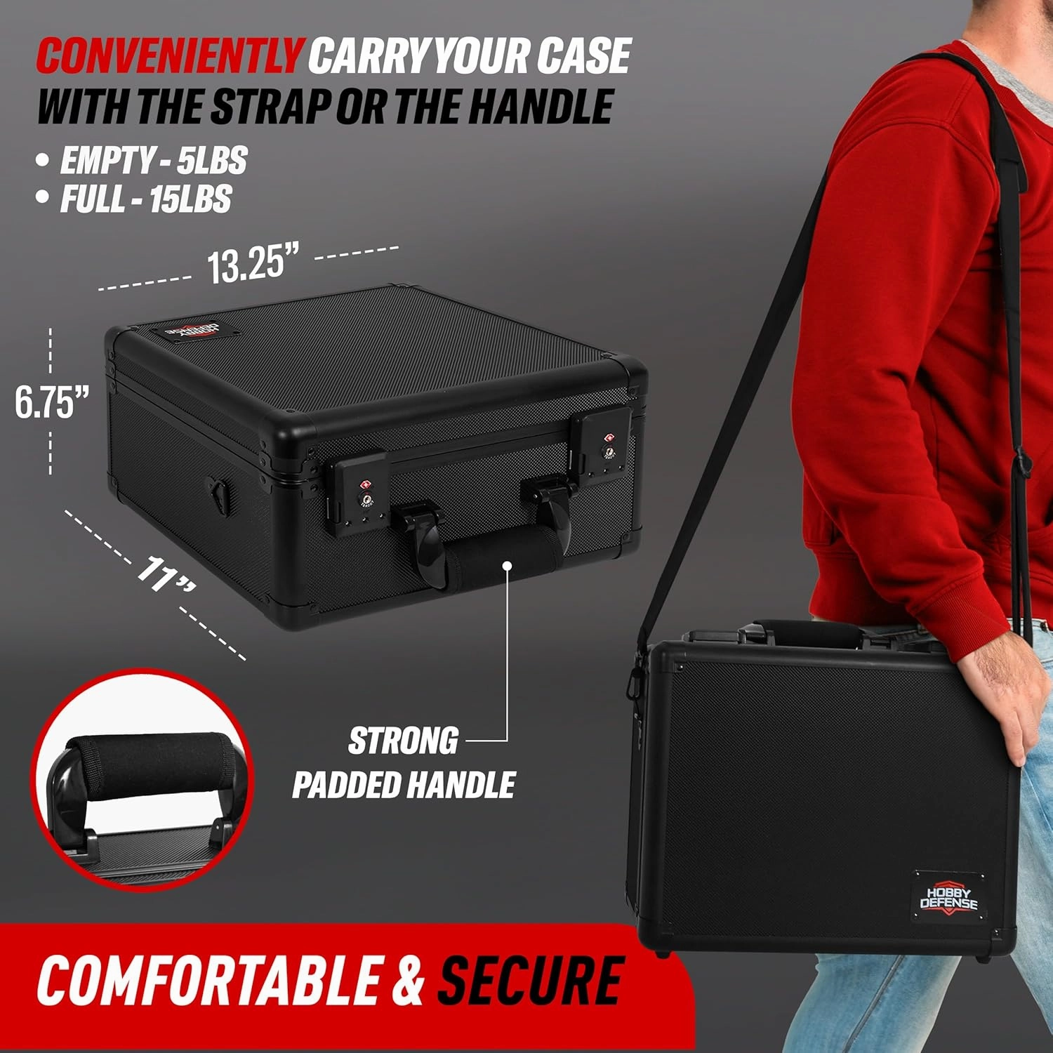 Graded Card Case, 3 Row, TSA Combination Lock, Duraguard Foam, PSA Slab Case for Graded Cards, Made for Card Shows - Black