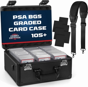 Graded Card Case, 3 Row, TSA Combination Lock, Duraguard Foam, PSA Slab Case for Graded Cards, Made for Card Shows - Black