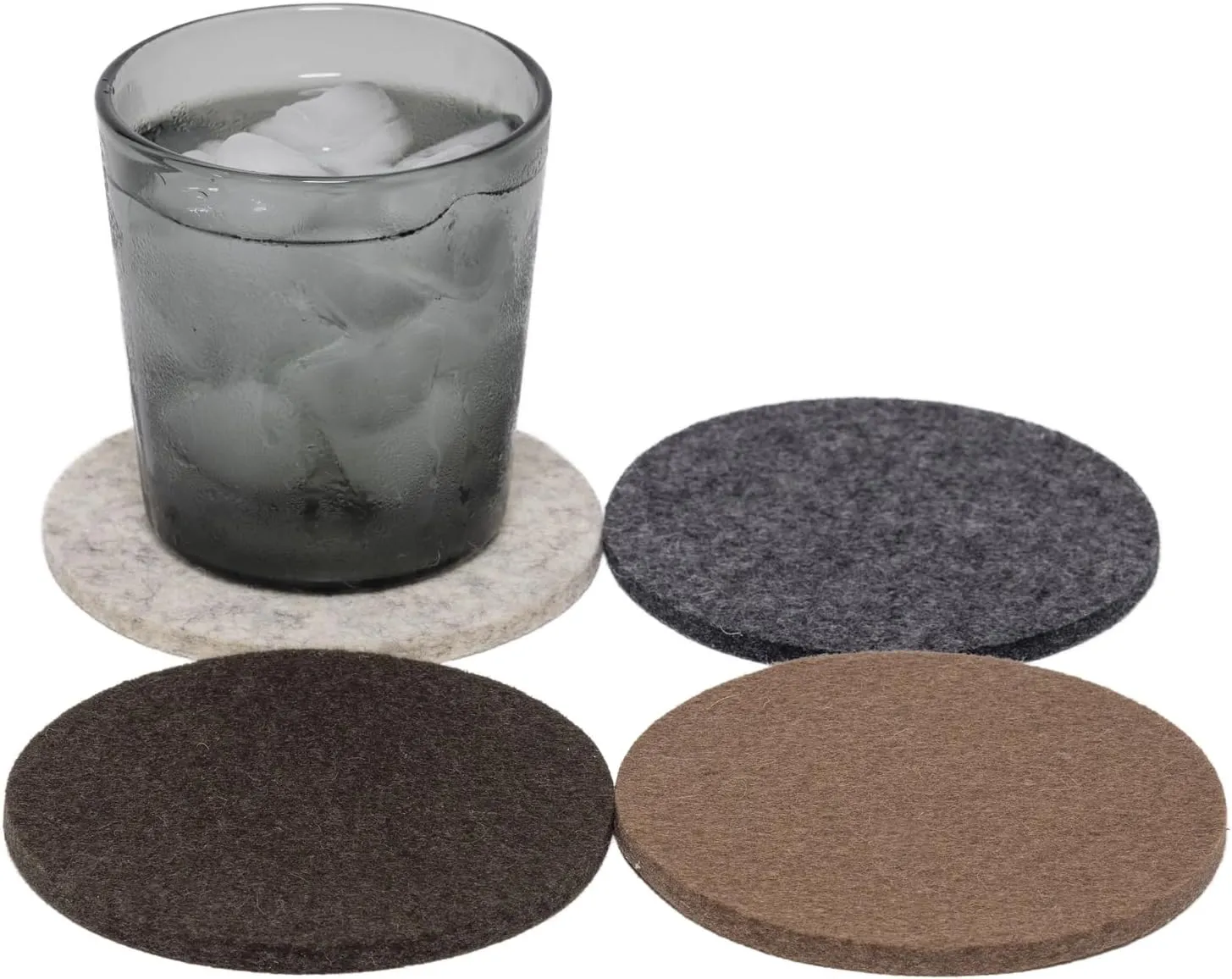 Graf Lantz - Bierfilzl Felt Coasters - Round - 100% Merino Wool - Moisture Wicking - Heat Resistant - Sustainable - Home Decor - Bar Decor - Housewarming Gift - 4 Coaster Set - 4" Circles - Sand Dune