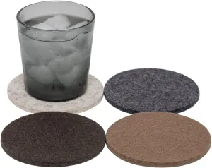 Graf Lantz - Bierfilzl Felt Coasters - Round - 100% Merino Wool - Moisture Wicking - Heat Resistant - Sustainable - Home Decor - Bar Decor - Housewarming Gift - 4 Coaster Set - 4" Circles - Sand Dune