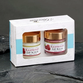 Grecian Ultimate Lip Care Gift Set Raspberry Flavor - All-Natural Handmade Lip Scrub Exfoliator & Lip Balm for Dark Lips, 4 Flavors, Lip Lightening & Hydration, Soft and Plump 2oz