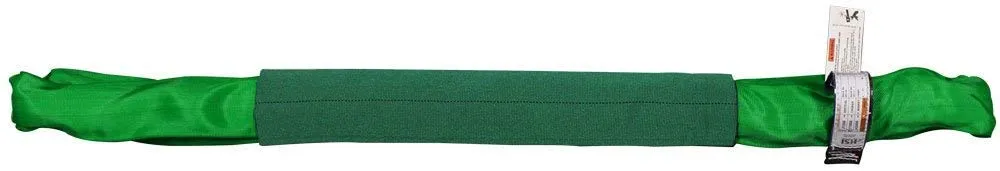 Green Eye and Eye 6 Foot Polyester Round Sling | 5,300 lb. Vertical Capacity | 4,200 lb. Choker | 10,600 lb. Basket | 1-3/4" Relaxed Width | Hanes Supply (HSI) Heavy Duty Sling