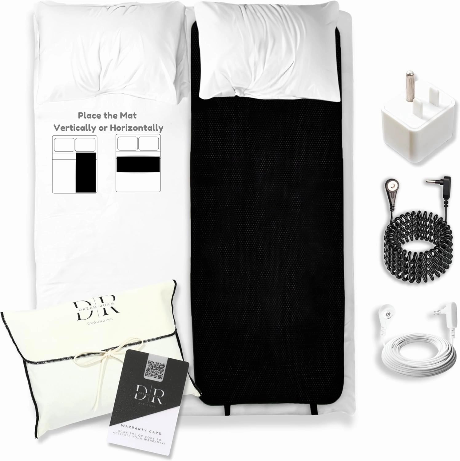 Grounding Mat for Bed, Natural Sleep Solution, Conductive Mattress Cover, Safety Adapter, 2 Cords, Premium Packaging, 2-Year Warranty by Dream Roam Grounding, Twin: 27"x73"