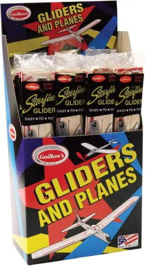 Guillow's #35 Starfire 24-Piece Retail Display Pack Toy Balsa Wood Flying Airplanes
