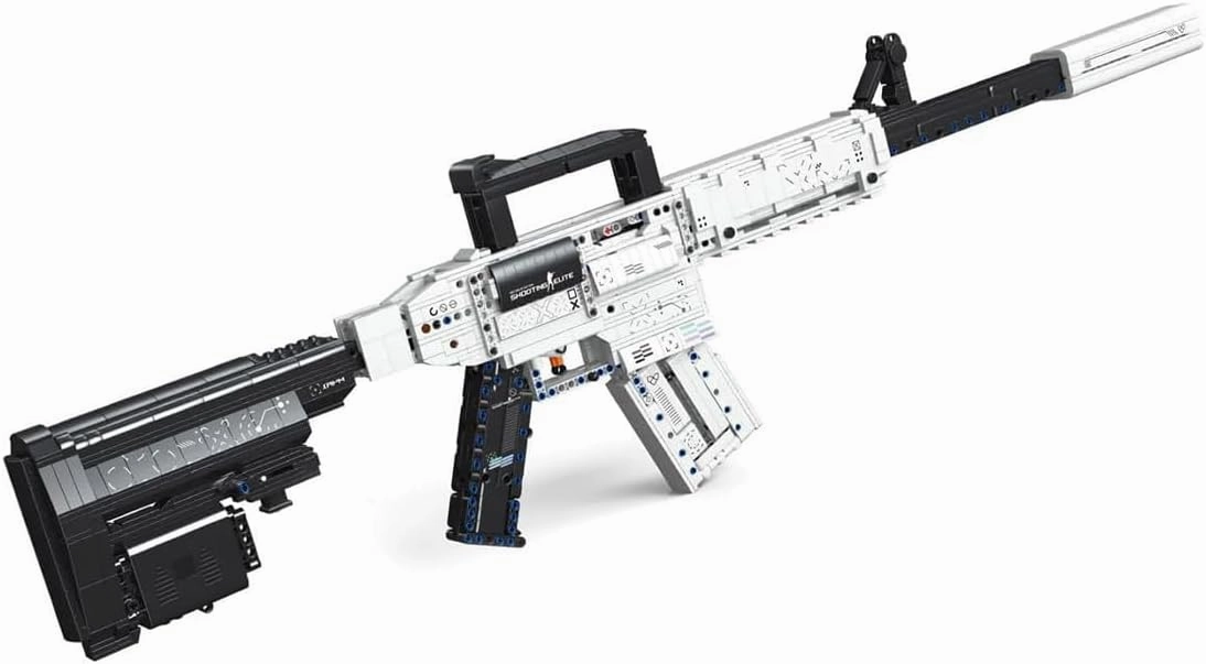 Gun Building Block, 1988 Pcs Manually Loaded Shooting Blaster Model Kit with Motors, Motorized Military M4A1 Carbine Weapon Building Kit Compatible with Major Brands