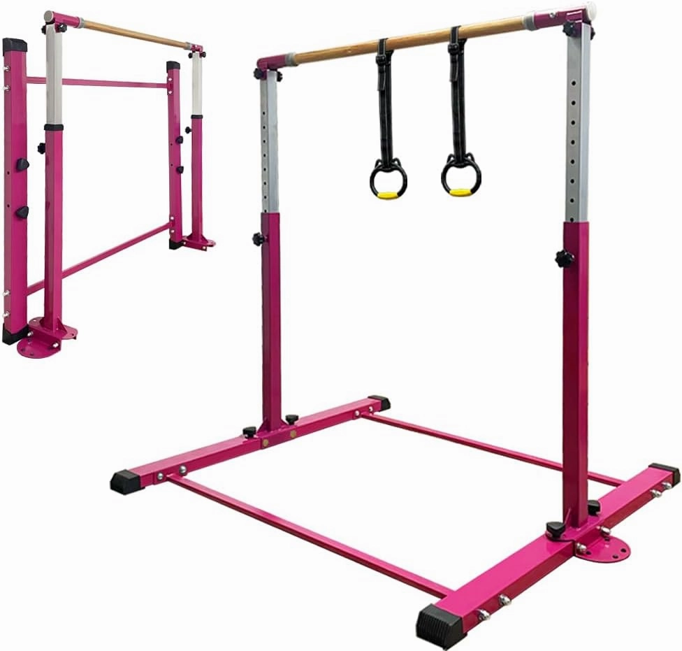 Gymnastic Kip Bar,Kids Girls Junior Ages 3-15,3' to 5' Adjustable Height,Home Gym Equipment,Home Training,1-4 Levels,260lbs Weight Capacity