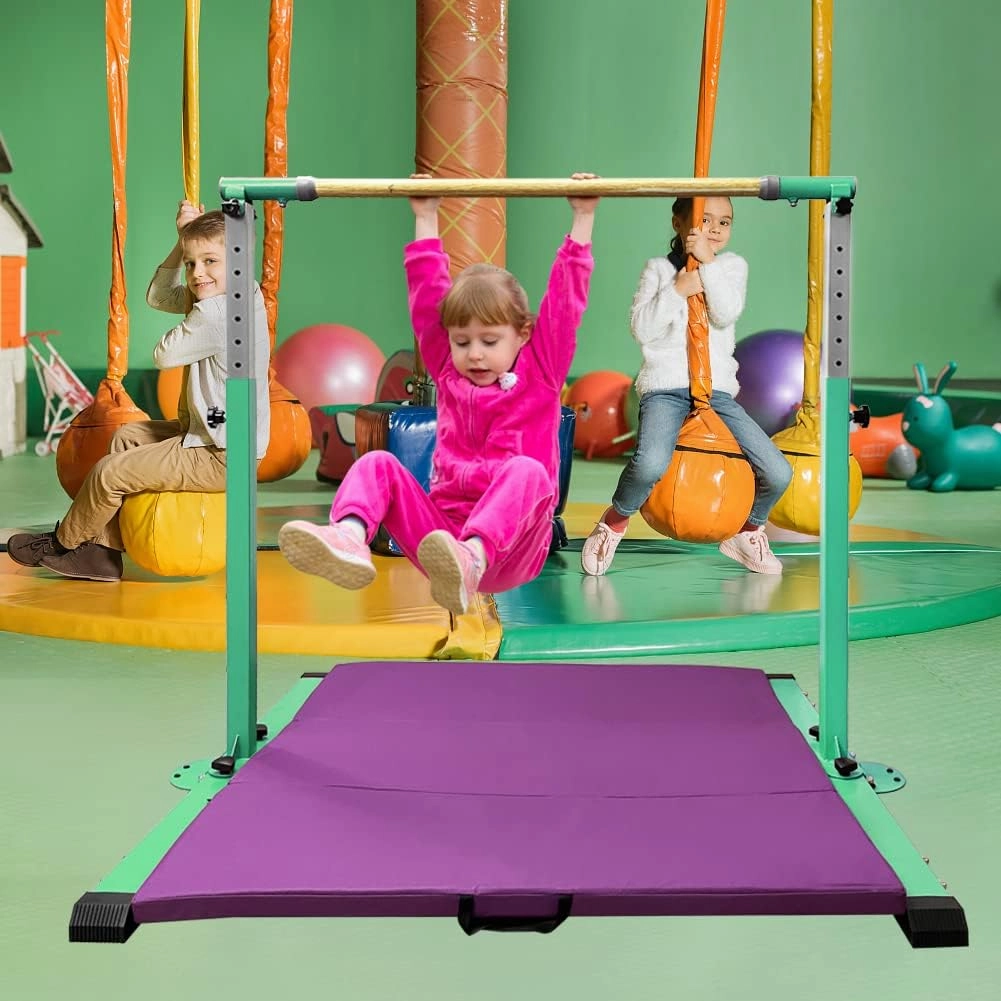 Gymnastic Kip Bar,Kids Girls Junior Ages 3-15,3' to 5' Adjustable Height,Home Gym Equipment,Home Training,1-4 Levels,260lbs Weight Capacity